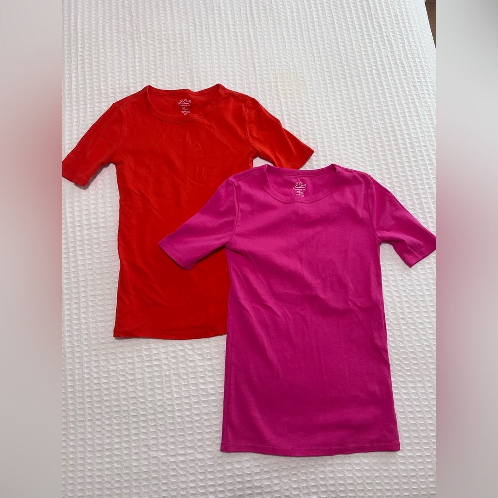 J crew perfect fit Red and Pink T-Shirts bundle size xxs